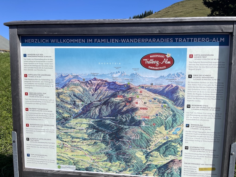 Wanderkarte für Genußwandern rund um den Trattberg